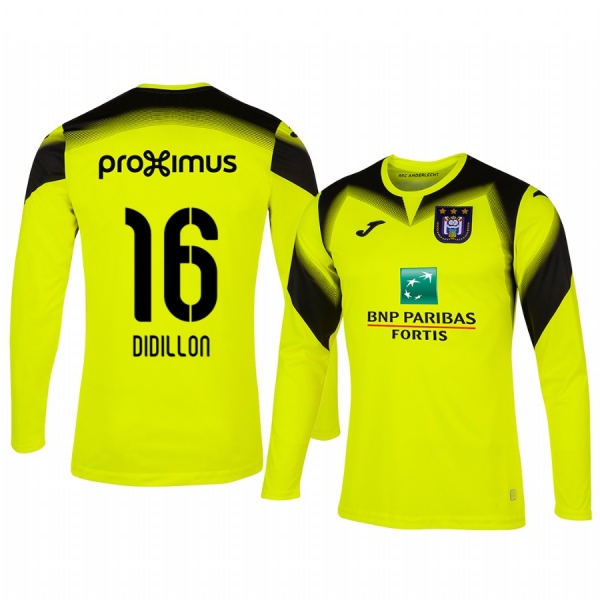 Thomas Didillon Anderlecht 19-20 Goalkeeper Men's Yellow Long Sleeve Jersey