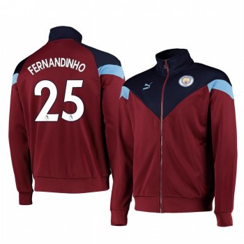 Fernandinho Manchester City Burgundy Iconic MCS Track Full-Zip Jacket