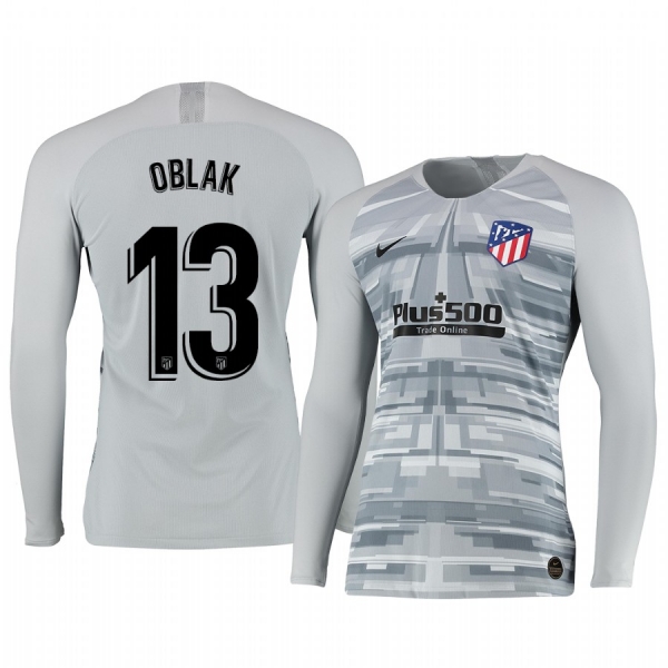 19-20 Atletico de Madrid Jan Oblak Gray Long Sleeve Goalkeeper Jersey Men's