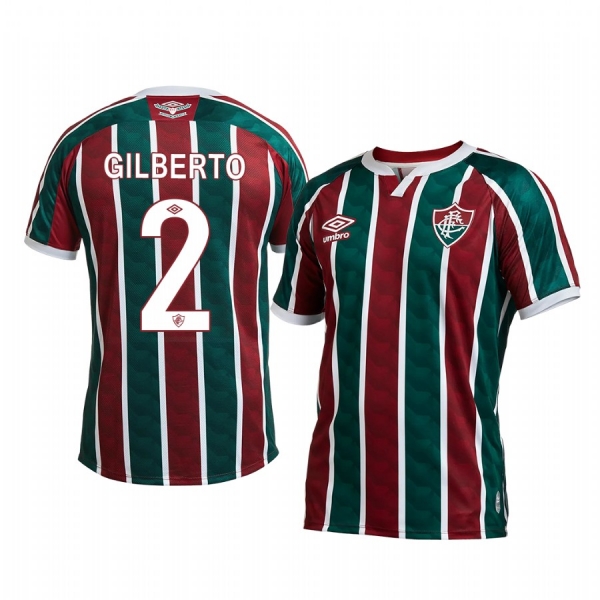 Fluminense Gilberto 2020 Home Men's Red Green Short Sleeve Jersey