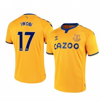 Alex Iwobi Everton 2020-21 Away Men's Yellow Short Sleeve Jersey