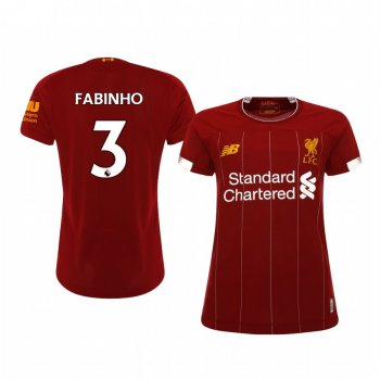 Women's Fabinho Liverpool Home Short Sleeve Jersey 19-20