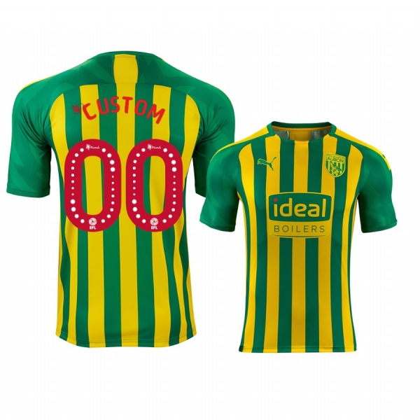 Youth West Bromwich Albion Custom Youth Yellow Green Away Short Sleeve Jersey 19-20