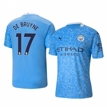 Kevin De Bruyne Manchester City 2020-21 Home Replica Short Sleeve Blue Jersey