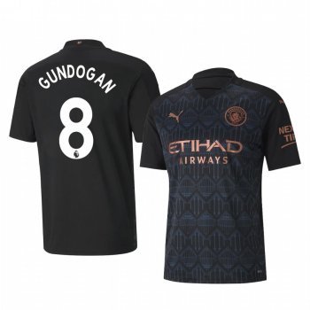 Manchester City İlkay Gündoğan Men's Black Away Replica Jersey 2020-21