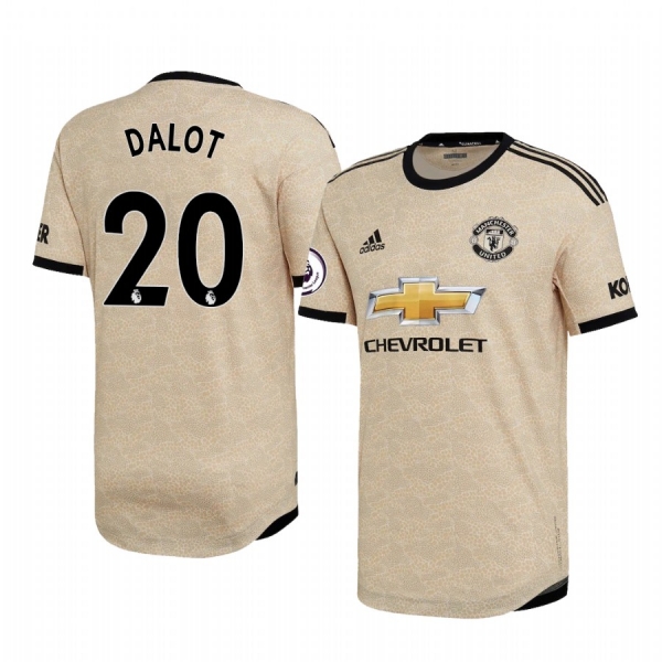 Diogo Dalot Manchester United 2020 Away Authentic Short Sleeve Tan Jersey