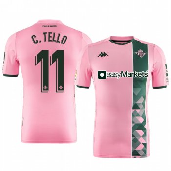 Real Betis Cristian Tello Men's Pink Third Short Sleeve Jersey 19-20