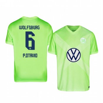 Paulo Otávio VfL Wolfsburg 2020-21 Away Men's Green Short Sleeve Jersey