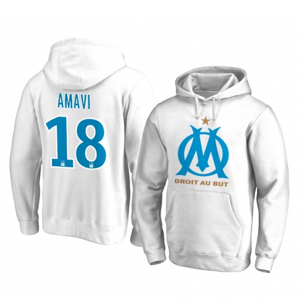 Jordan Amavi Olympique de Marseille Team Logo White Iconic Pullover Hoodie