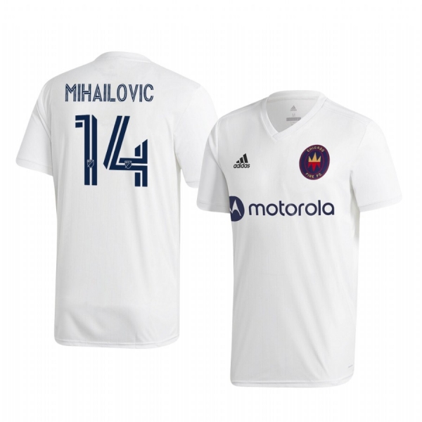 Djordje Mihailovic Chicago Fire 2020-21 Away Men's White Short Sleeve Jersey