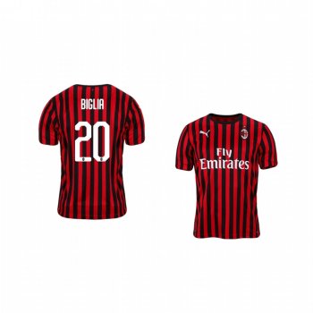 Youth AC Milan Lucas Biglia 19-20 Home Short Sleeve Jersey