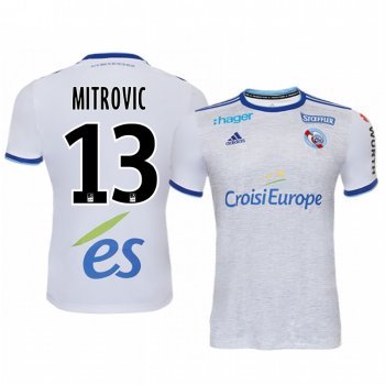 Stefan Mitrovic Strasbourg 19-20 White Away Replica Jersey Men's