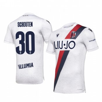 Bologna Jerdy Schouten Men's White Away Short Sleeve Jersey 19-20