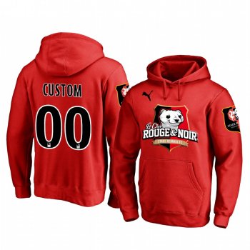 Custom Stade Rennais Red Team Logo Pullover Hoodie