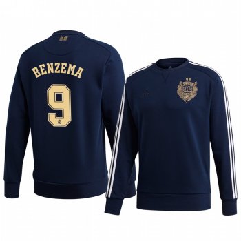 Karim Benzema Real Madrid 2020 Chinese New Year Blue Long Sleeve Pullover Sweatshirt