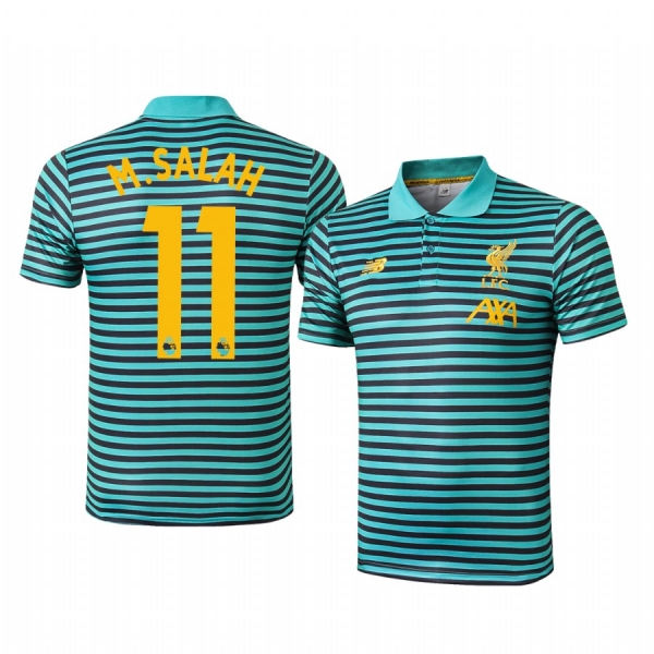 Mohamed Salah Liverpool Men's Green Stripe Classic Polo