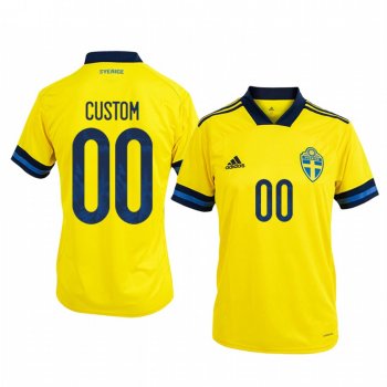 Sweden Custom Men's 2020 Home Authentic Short Sleeve Jersey