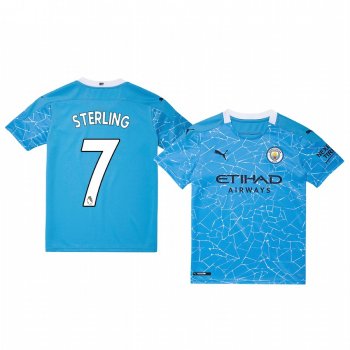 Youth Raheem Sterling Manchester City 2020-21 Blue Home Short Sleeve Jersey