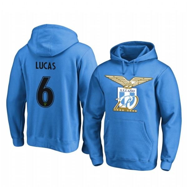 Lucas Leiva Lazio 2020 Blue 120th Anniversary Pullover Hoodie Team Logo