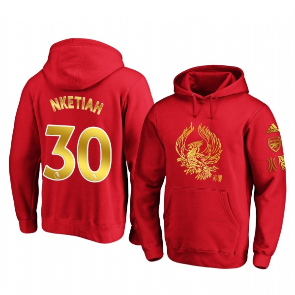 Eddie Nketiah Arsenal 2020 Red Chinese New Year Pullover Hoodie Personalized