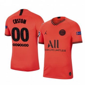 Custom Paris Saint-Germain 2020 UEFA Champion League Away Men's Red Short Sleeve Jersey