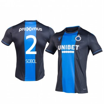 Eduard Sobol Club Brugge KV Home Navy Blue Short Sleeve Jersey