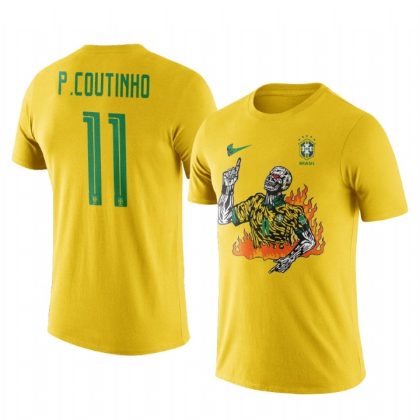 Philippe Coutinho Brazil Football x Warren Lotas Yellow Short Sleeve T-Shirt