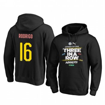 Rodrigo Manchester City Carabao Cup Final Black Three In A Row Winners Hoodie