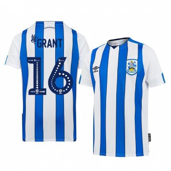 Huddersfield Town Karlan Grant 19-20 Home Men's White Blue Short Sleeve Jersey