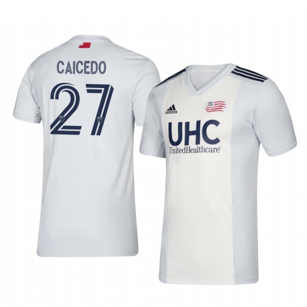 Luis Caicedo New England Revolution 2020-21 Away Men's White Short Sleeve Jersey