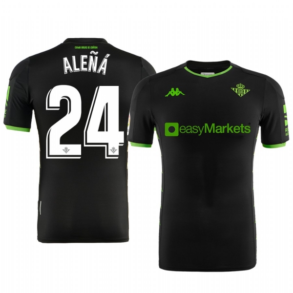 Real Betis Carles Alena Men's Black Away Short Sleeve Jersey 19-20