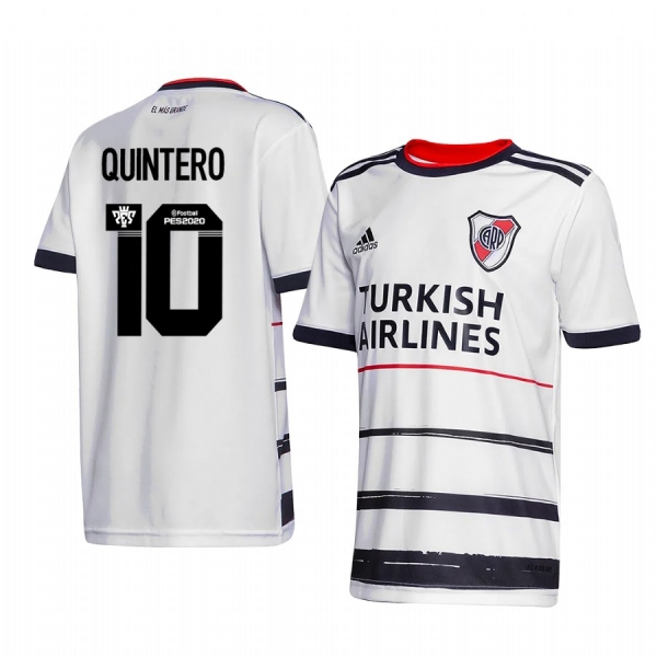 River Plate Juan Fernando Quintero 2020 Third Men's White Short Sleeve Jersey