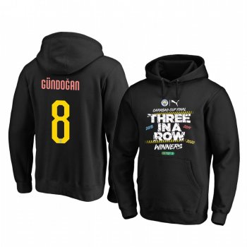 Ilkay Gundogan Manchester City Carabao Cup Final Black Three In A Row Winners Hoodie