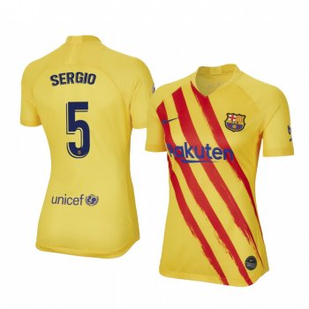 Women's Sergio Busquets Barcelona Fourth Yellow Short Sleeve Jersey