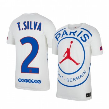 Paris Saint-Germain Thiago Silva Men's White Game Jersey 2020-21