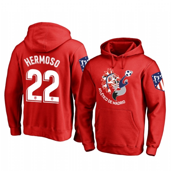 Mario Hermoso Atletico de Madrid Red Team Logo Pullover Hoodie