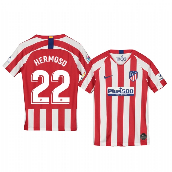 Youth Mario Hermoso Atletico de Madrid 19-20 Home Red White Official Short Sleeve Jersey