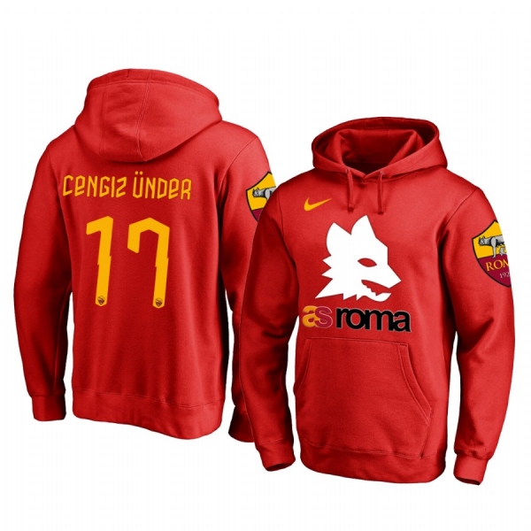 Cengiz Under AS Roma Red Team Logo Pullover Hoodie