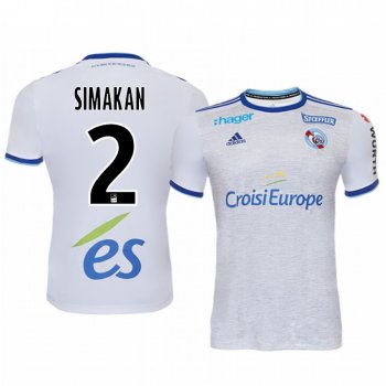 Mohamed Simakan Strasbourg 19-20 White Away Replica Jersey Men's