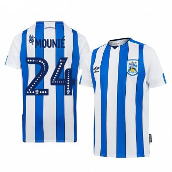 Huddersfield Town Steve Mounie 19-20 Home Men's White Blue Short Sleeve Jersey