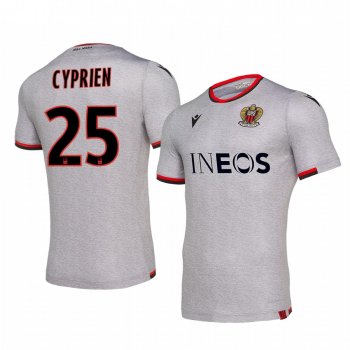 OGC Nice Wylan Cyprien Men's Grey Away Short Sleeve Jersey 19-20