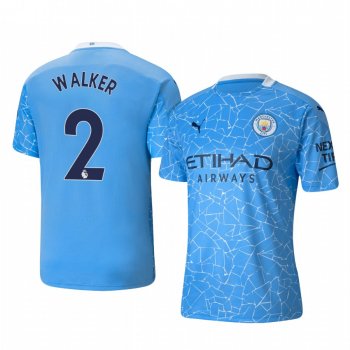 Kyle Walker Manchester City 2020-21 Home Replica Short Sleeve Blue Jersey