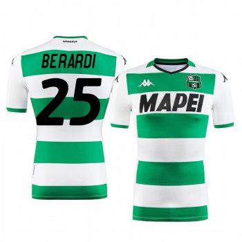 Domenico Berardi U.S. Sassuolo Calcio 2019-20 White Green Away Men's Short Sleeve Jersey