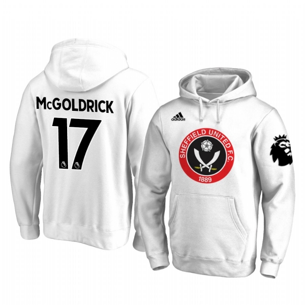 David McGoldrick Sheffield United Team Logo White Iconic Pullover Hoodie