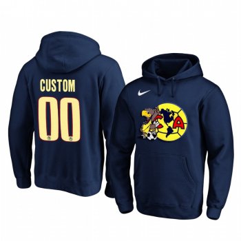 Custom Club America 2020 Navy Team Logo Pullover Hoodie Long Sleeve