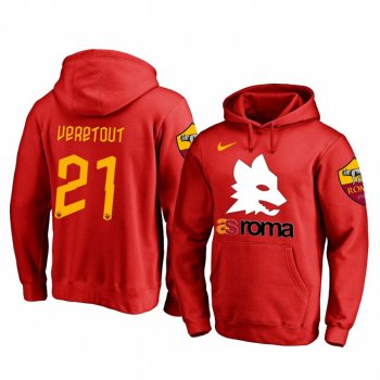 Jordan Veretout AS Roma Red Team Logo Pullover Hoodie