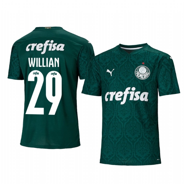 SE Palmeiras Willian Men's Green Home Short Sleeve Jersey 2020-21