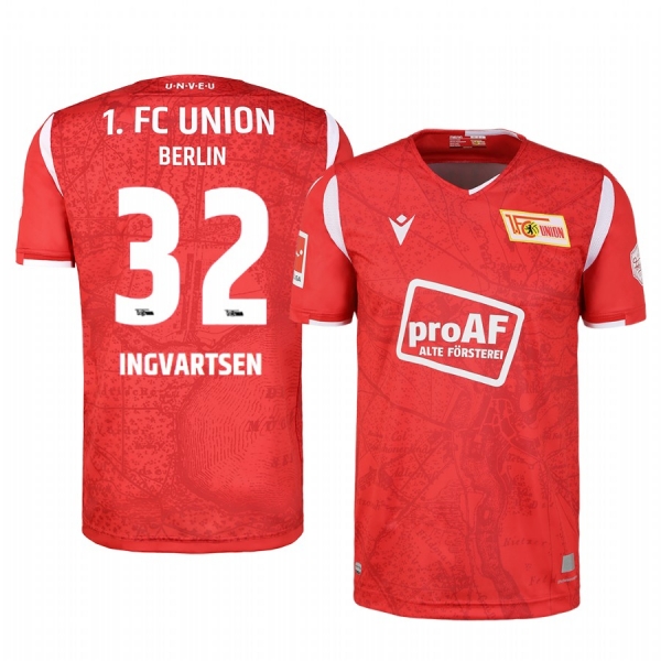 Union Berlin Marcus Ingvartsen Men's Red 100th Anniversary Short Sleeve Jersey 2020