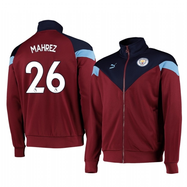 Riyad Mahrez Manchester City Burgundy Iconic MCS Track Full-Zip Jacket