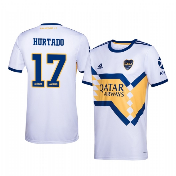 Jan Carlos Hurtado Boca Juniors 2020-21 White Away Official Jersey Men's